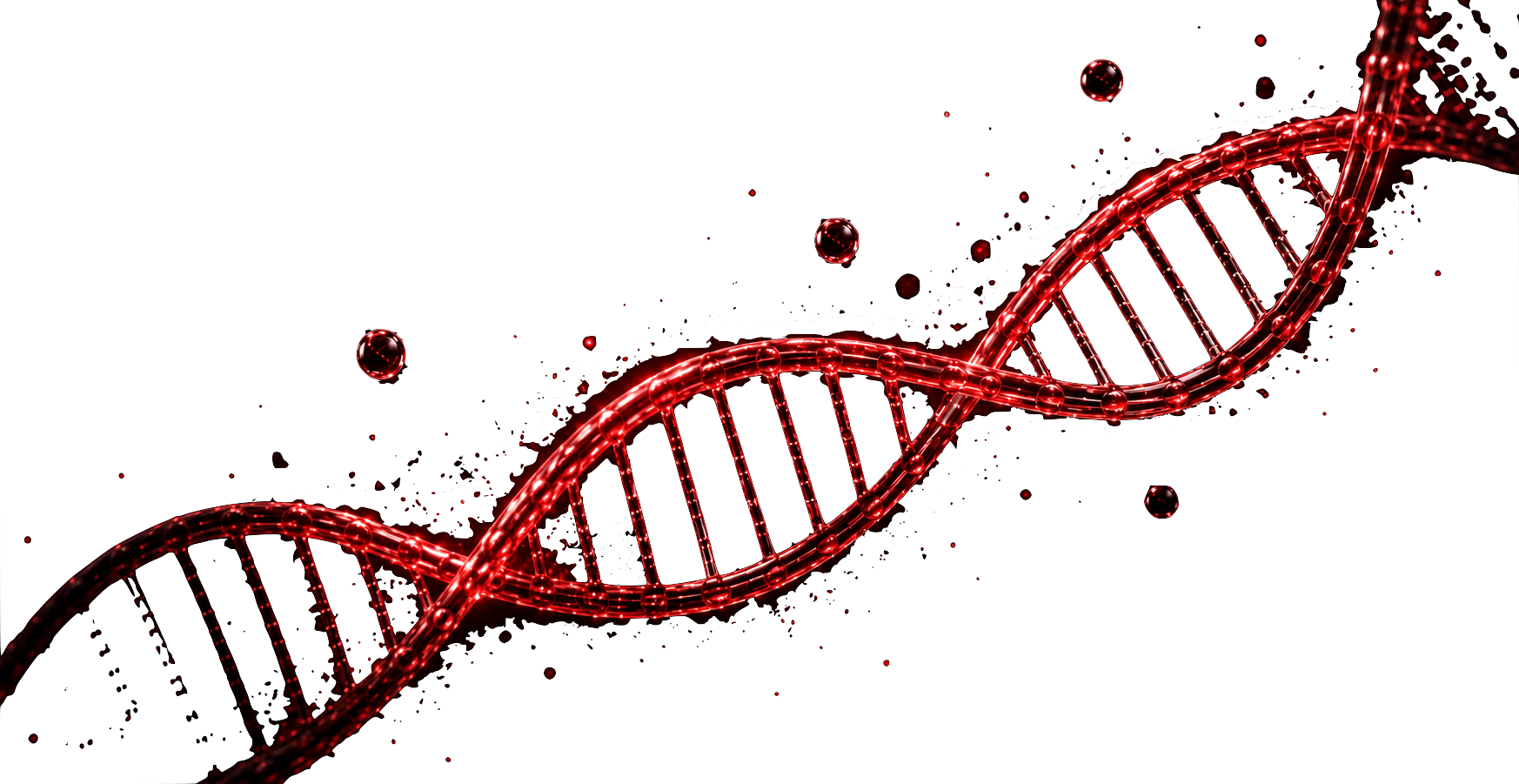 Glowing red DNA helix