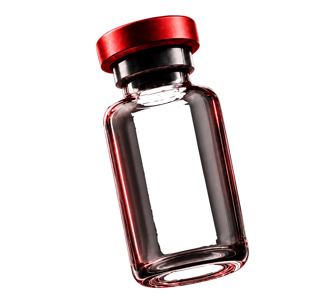 Glass peptide vial with red cap